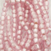 silver leaf glass bead 12mm pink