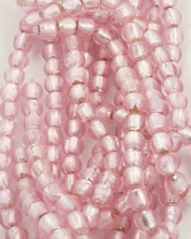 silver leaf glass bead 12mm pink