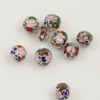 Handmade Glass Beads with Flower 12mm red