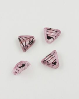 Handmade Glass Triangle Beads 20x16mm silver leaf pink