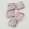 handmade glass bead flat square silver leaf 25x25mm silver & pink