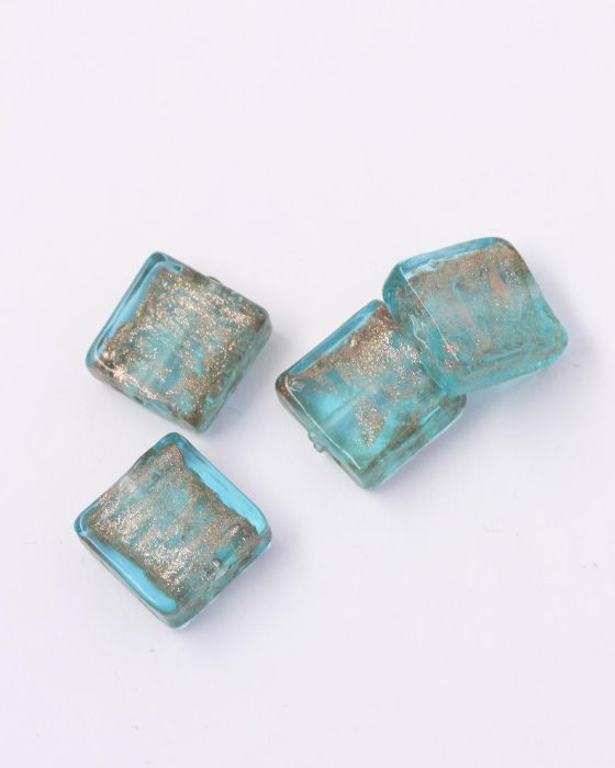 Handmade goldstone glass flat square Turquoise