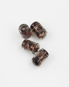 Cylinder Handmade Glass Bead 20x14mm goldstone & black