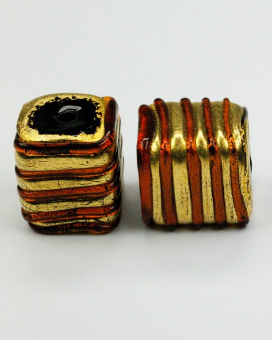 gold leaf glass venetian amber bead