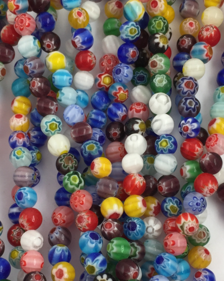 Round millefiori beads 6mm multicolor