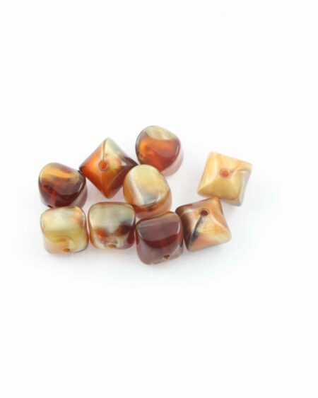 Fluted square resin beads 12mm. Sold per pack of 10