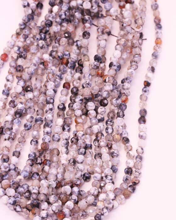 Dyed faceted agate beads 4mm grey