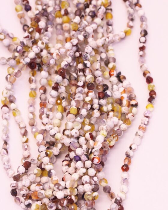 Dyed faceted agate beads 4mm Yellow and white