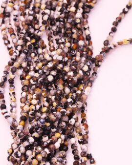 Dyed faceted agate beads 4mm Red, amber and Black