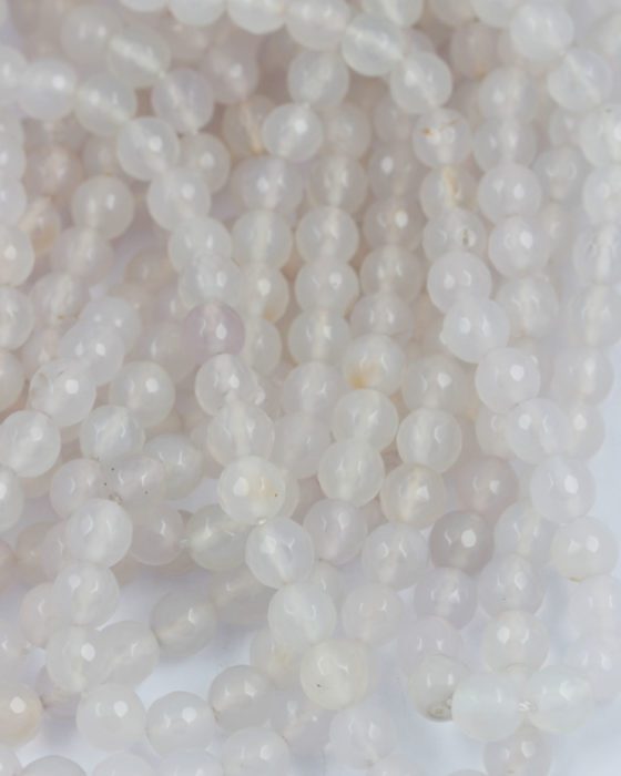 faceted agate beads 8mm white opal