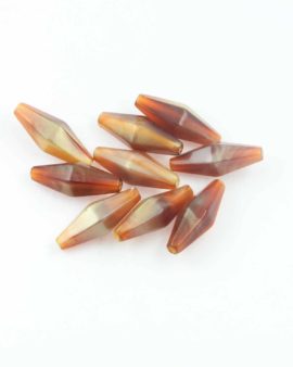 Tappered bicone resin beads 25x2mm. Sold per pack of 10