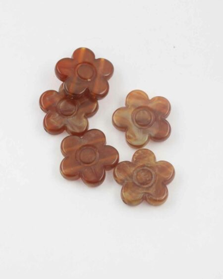 Flower shape resin beads 20x5mm. Sold per pack of 10