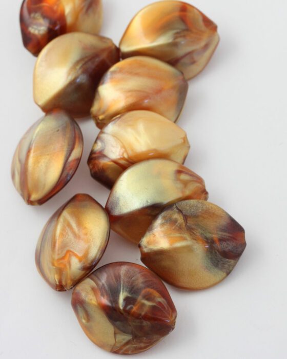 resin seed pod shabe bead 28x25mm amber