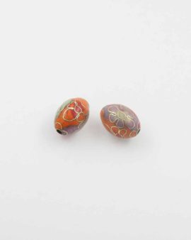 Oval cloisonne bead orange