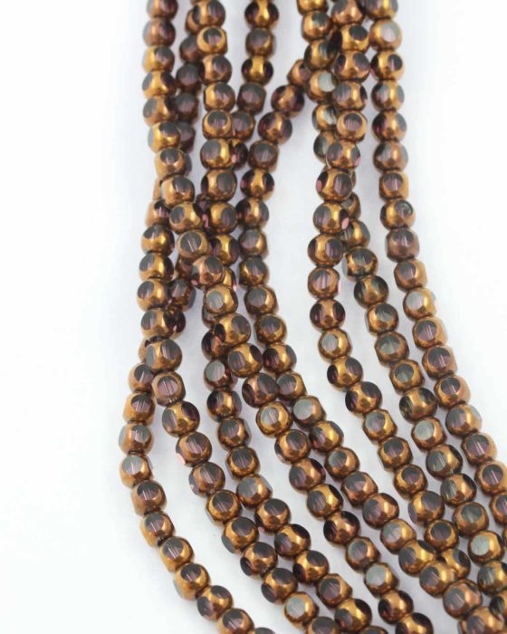 Gold Coated glass 6mm. Sold per string approx. 56 beads