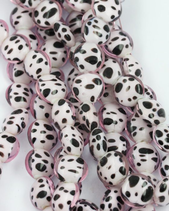 cushion handmade glass beads pink