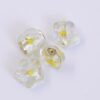 Flower shape handmade glass beads silver leaf 15x6mm yellow dot