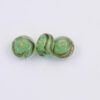 Large hole glass beads green with gold trail