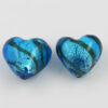 silver leaf handmade glass heart blue with goldstone trail