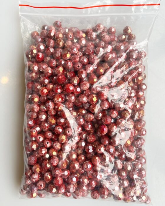 Plastic beads bulk bag 10mm faceted Red