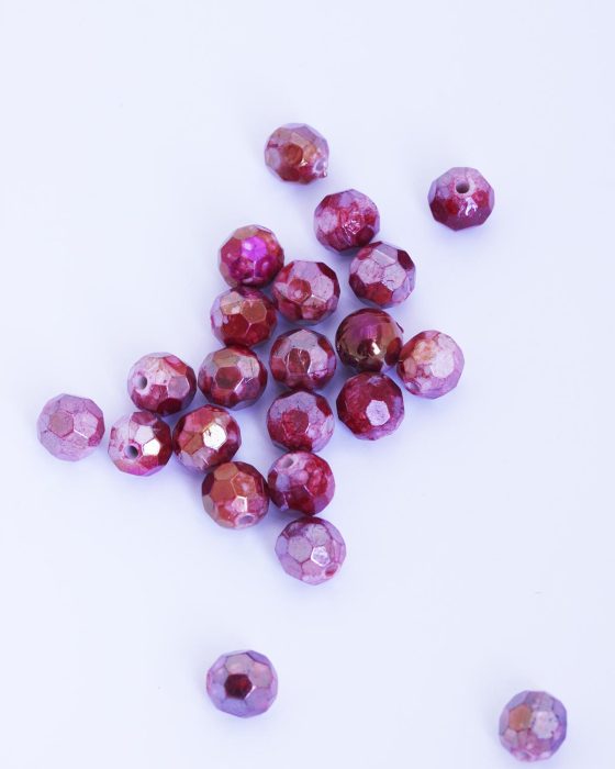 Round faceted beads 10mm Red