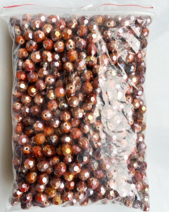 Plastic beads bulk bag 10mm faceted Burnt orange