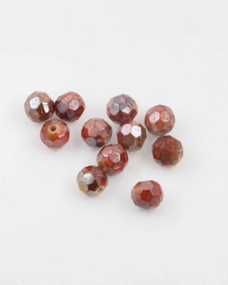 Plastic bead round faceted burnt orange