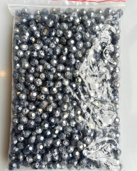 Plastic beads bulk bag 10mm faceted Grey