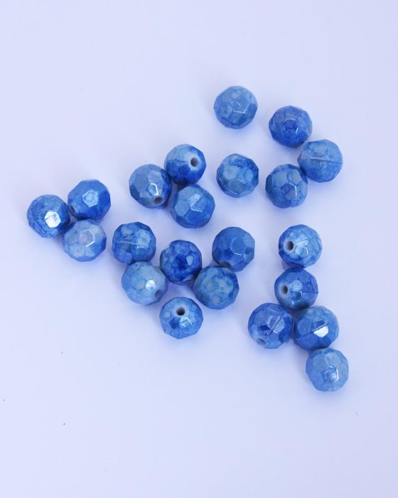 Round faceted beads 10mm Light blue
