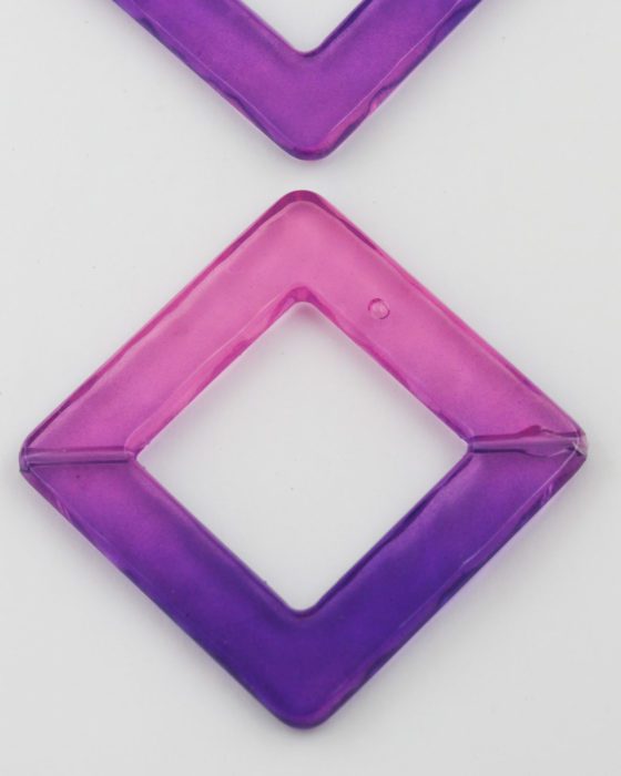 resin square bead 46x46mm pink & purple
