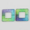 resin bead square shape 35x35mm multi-coloured