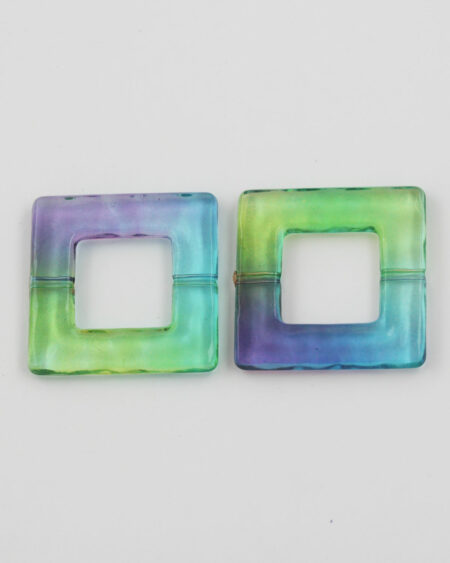 resin bead square shape 35x35mm multi-coloured