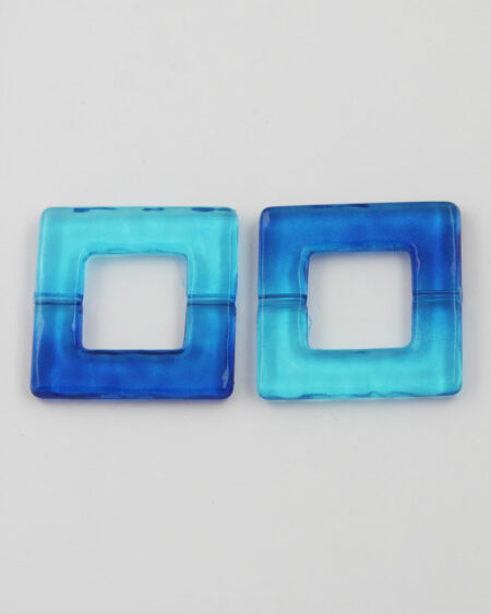 resin bead square shape 35x35mm aqua