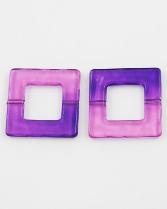 resin bead square shape 35x35mm pink&purple