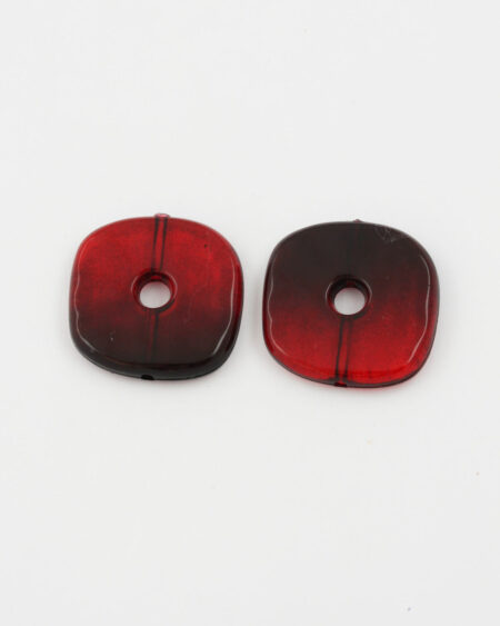 resin square donut bead red