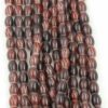 oval coated glass beads 7x10mm brown
