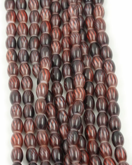 oval coated glass beads 7x10mm brown