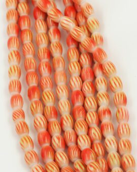 oval coated glass beads 7x10mm orange