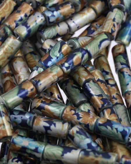 coated glass cylinder beads blue