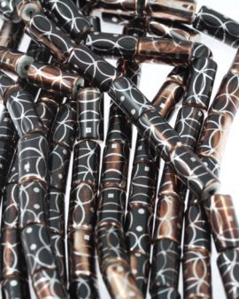 coated glass cylinder beads brown