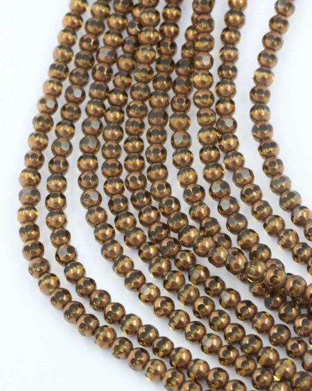Gold Coated glass 6mm. Sold per string approx. 56 beads