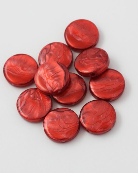 resin coin bead 20mm red