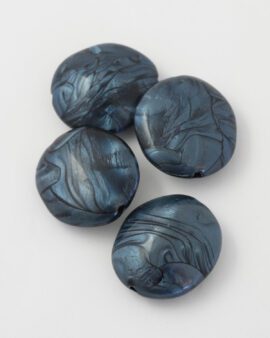 resin pod shape bead 32x28mm blue