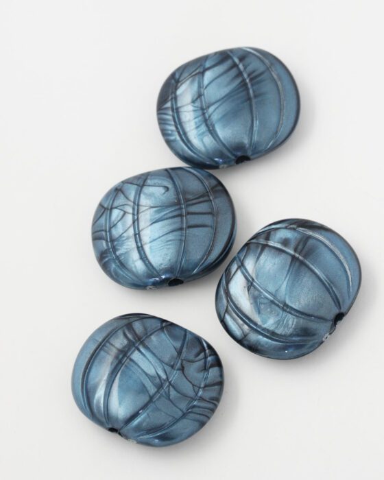marbled resin bead 35x30mm blue