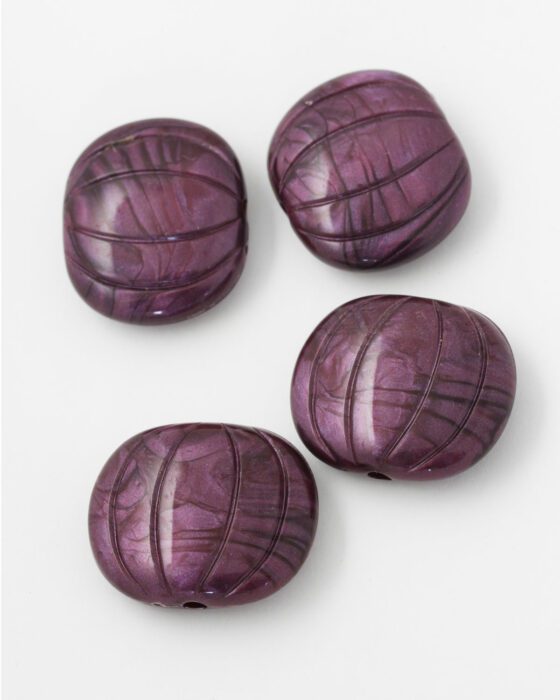 marbled resin bead 35x30mm purple