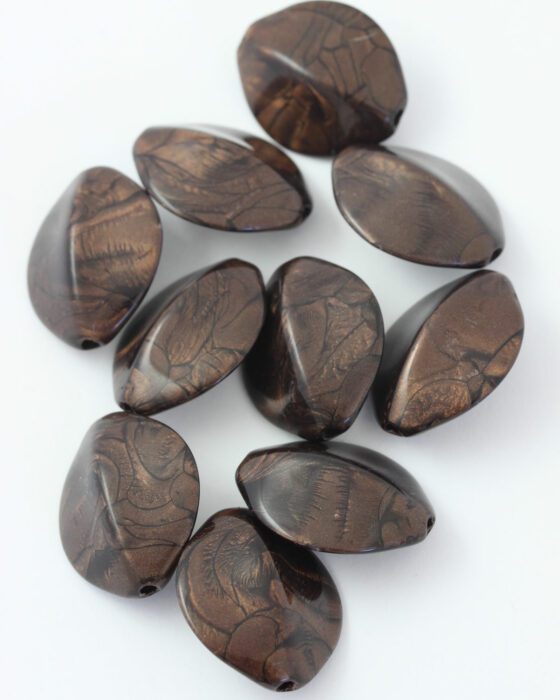 resin seed pod shabe bead 28x25mm brown