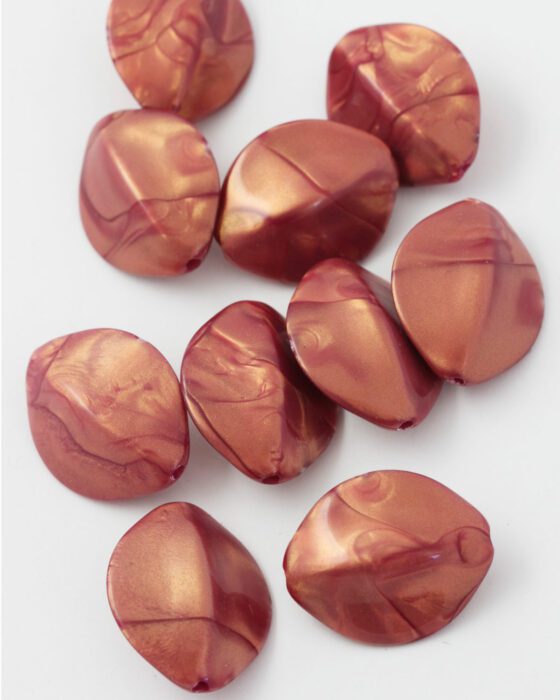resin seed pod shabe bead 28x25mm red