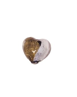 handmade glass heart silver and gold foil 20x20mm