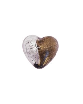 handmade glass heart silver and gold foil 28x28mm