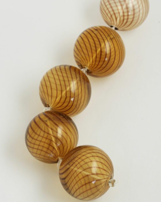 Mouth Blow Glass Hollow Round Bead 28mm rbrown on amber